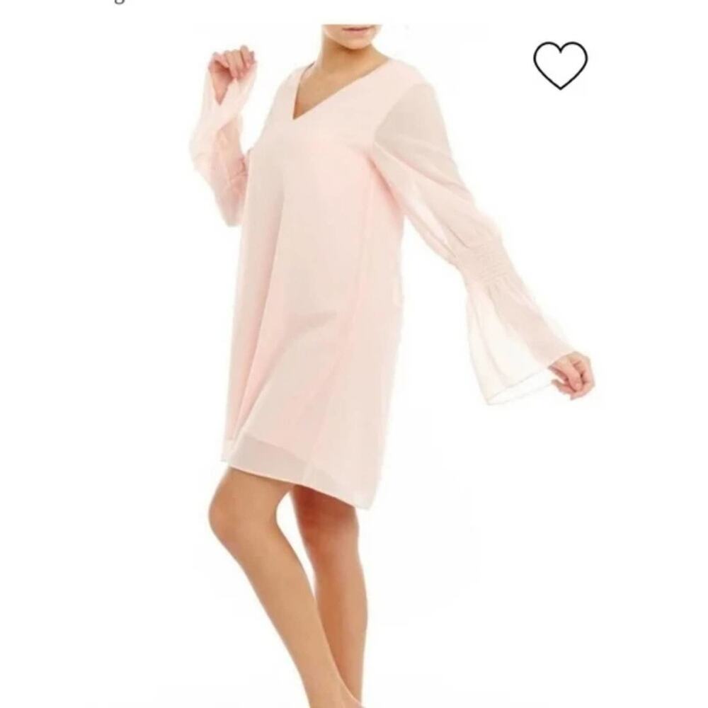 Mary and Mabel 60s 70s retro style pink bell sleeve dress size small